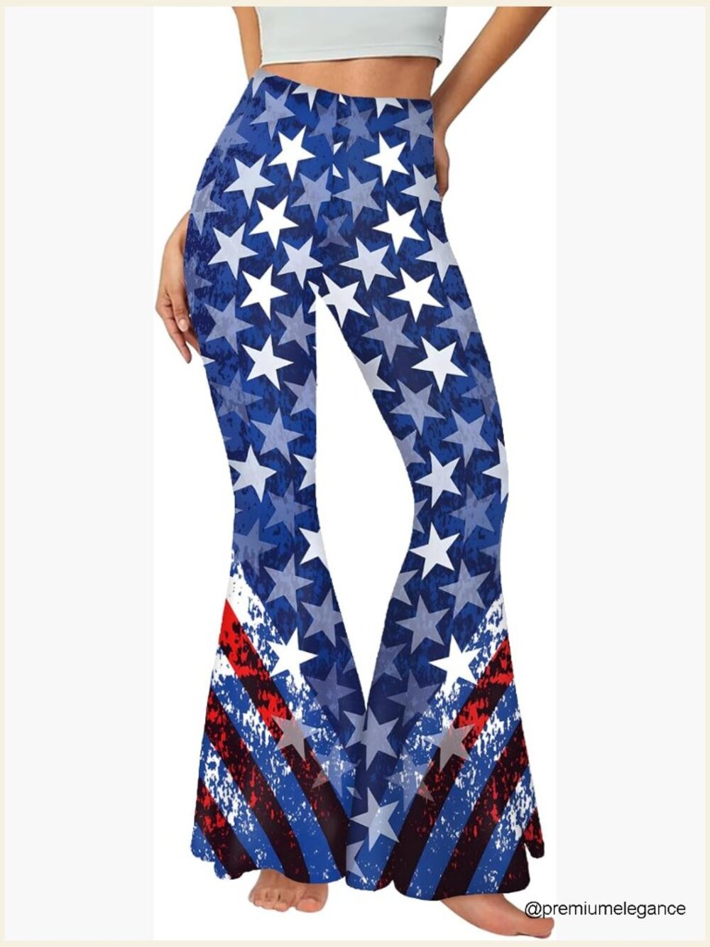High Rise Flare Leg Pants American Flag Patriotic Yoga